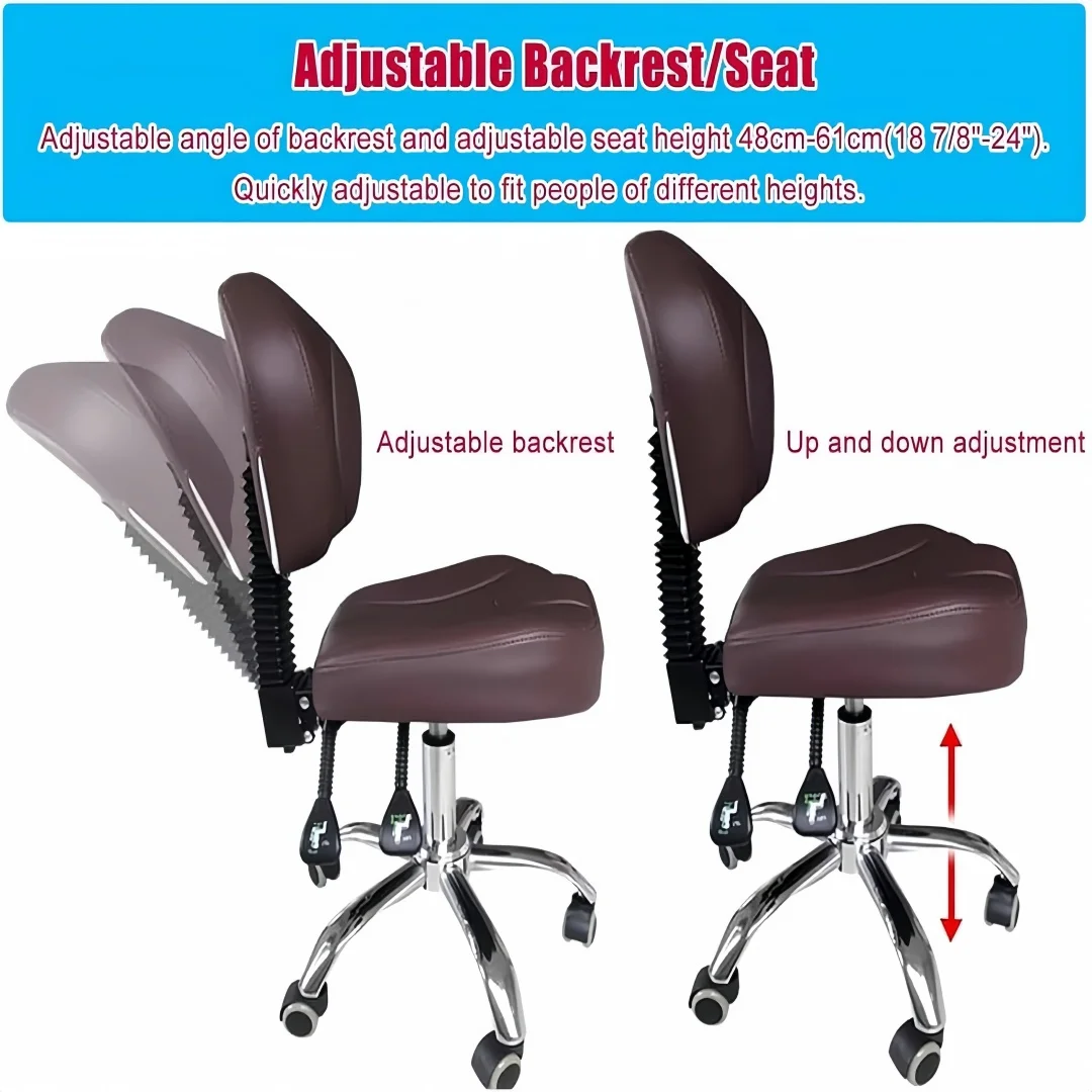 Dentist Ergonomic Rolling Stool 360° Rotating Office Chair Low Backs Computer Chair Adjustable Height Versatile Barber Chair