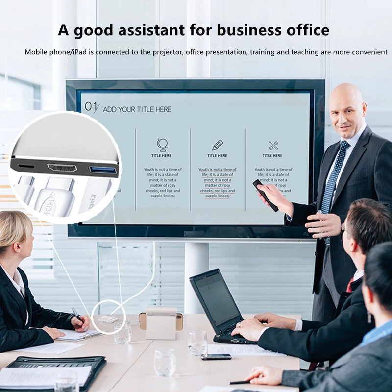 منفذ متعدد نوع C إلى HDMI USB 3.0 محول رقمي AV TV العارض لوحة المفاتيح قارئ OTG Cardreader ل شاومي ل ماك بوك