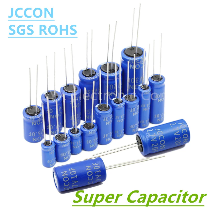 5 supercapacitors JCCON 2.7V1.0/1.5/2.0/3.3/4.0/5.0/7.0/10/15/20/30F Farah vehicle capacitor, supercapacitor recorder