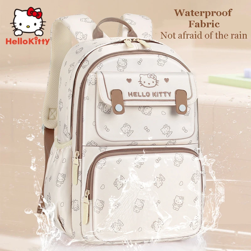 Miniso Hello Kitty Girls Waterproof Schoolbag Children Lightweight Backpack Pupil Grade 3-6 Shcool Book Bag student Leisure Gift