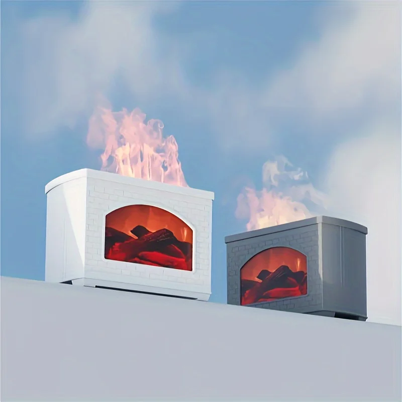 1pc 9.13oz Simulation Fireplace Humidifier Cool Mist USB Flame Air Humidifier Air Fresheners For Car Classroom School Bedroom Of