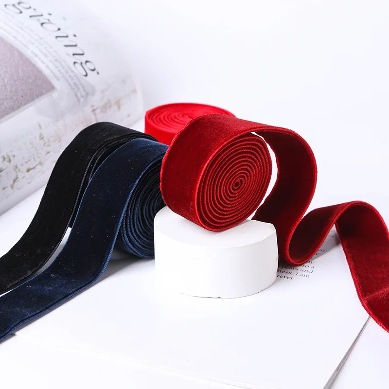 25mm Double-sided Non-elastic Colored Velvet Webbing Velvet Strap Flocking Fabric with Wool Top Ribbon Bow Diy Dress Ribbon