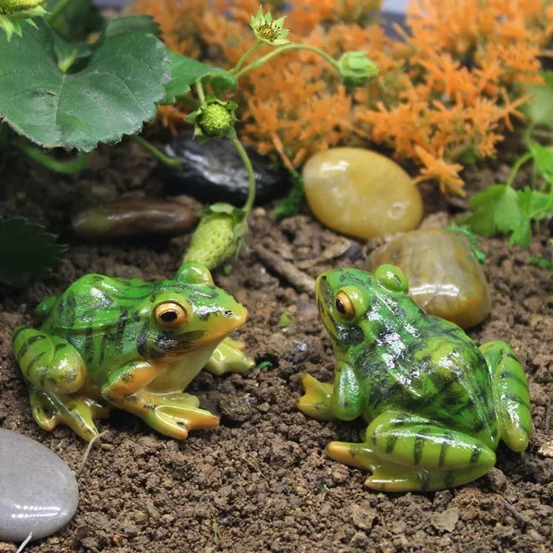 New Lovely Frog Resin Ornaments Spirit Garden Glass Bonsai Outdoor Miniature Landscape Decoration Home Decor