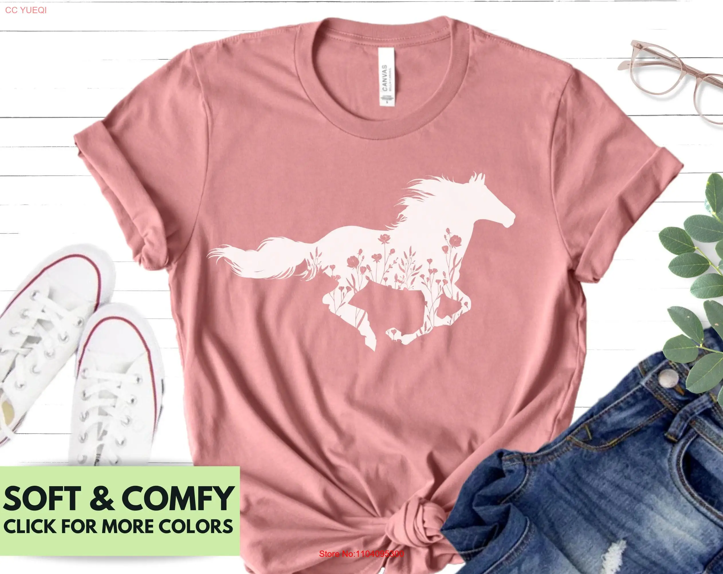 

Футболка с цветочным принтом и лошадью для женщин, любовников ко Дню матери, страна, ее день рождения, животные, цветы, длинные или короткие рукава