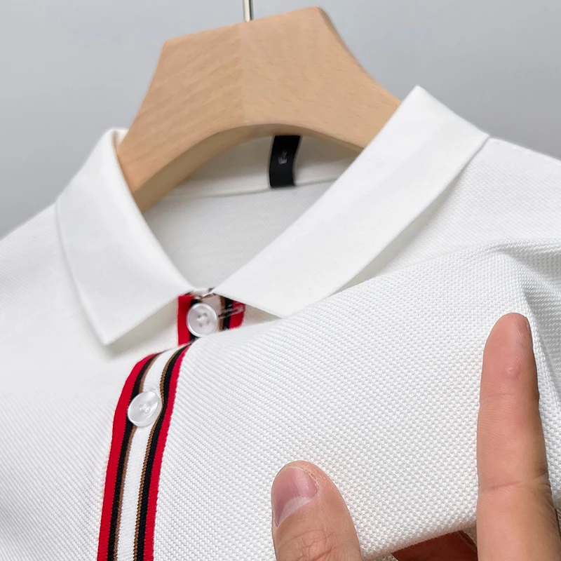 

High Quality Brand Men's Polo Shirt Lapel Solid Short-sleeve 100Cotton British Business T-shirt Summer Simple Fashion Men's Wear