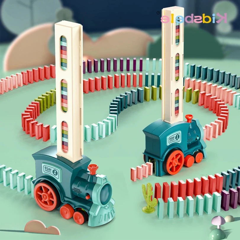 

Kids Electric Domino Train Car Set Sound & Light Automatic Laying Dominoes Brick Blocks Game Educational Christmas Gift Kids Toy