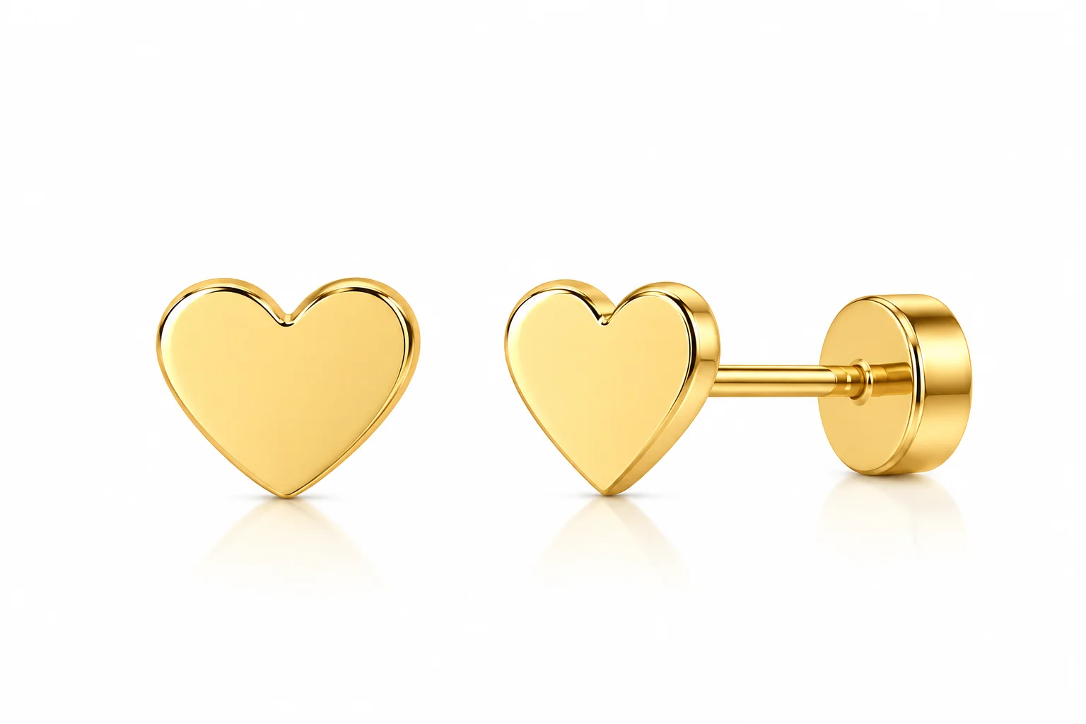 1 Pair Titanium Steel Heart Screw Back Stud Earrings, Dainty Flat Back Heart Ear Stud, Cartilage Piercing Jewelry 2mm 4mm 5mm