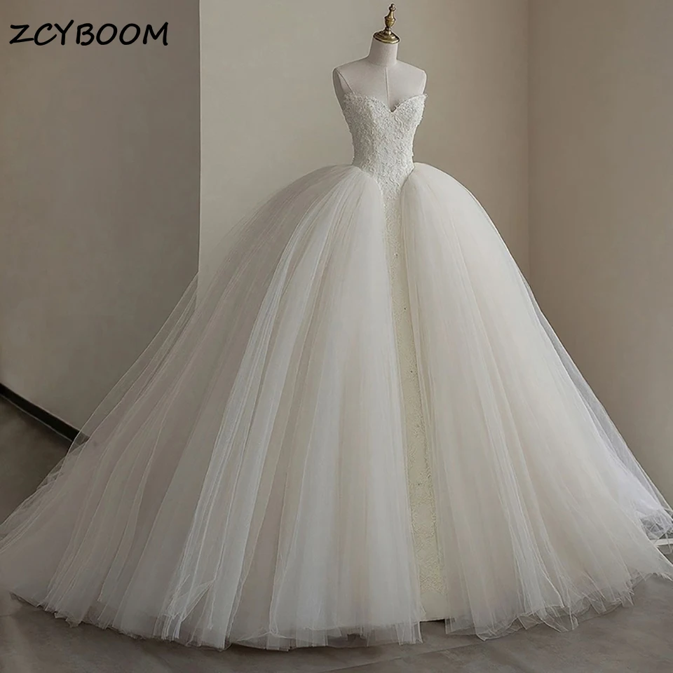 

Elegant Sweetheart Sleeveless Lace Ball Gown Wedding Dresses 2024 Lace Beading Corset Back Princess Bride Gowns Vestido De Novia