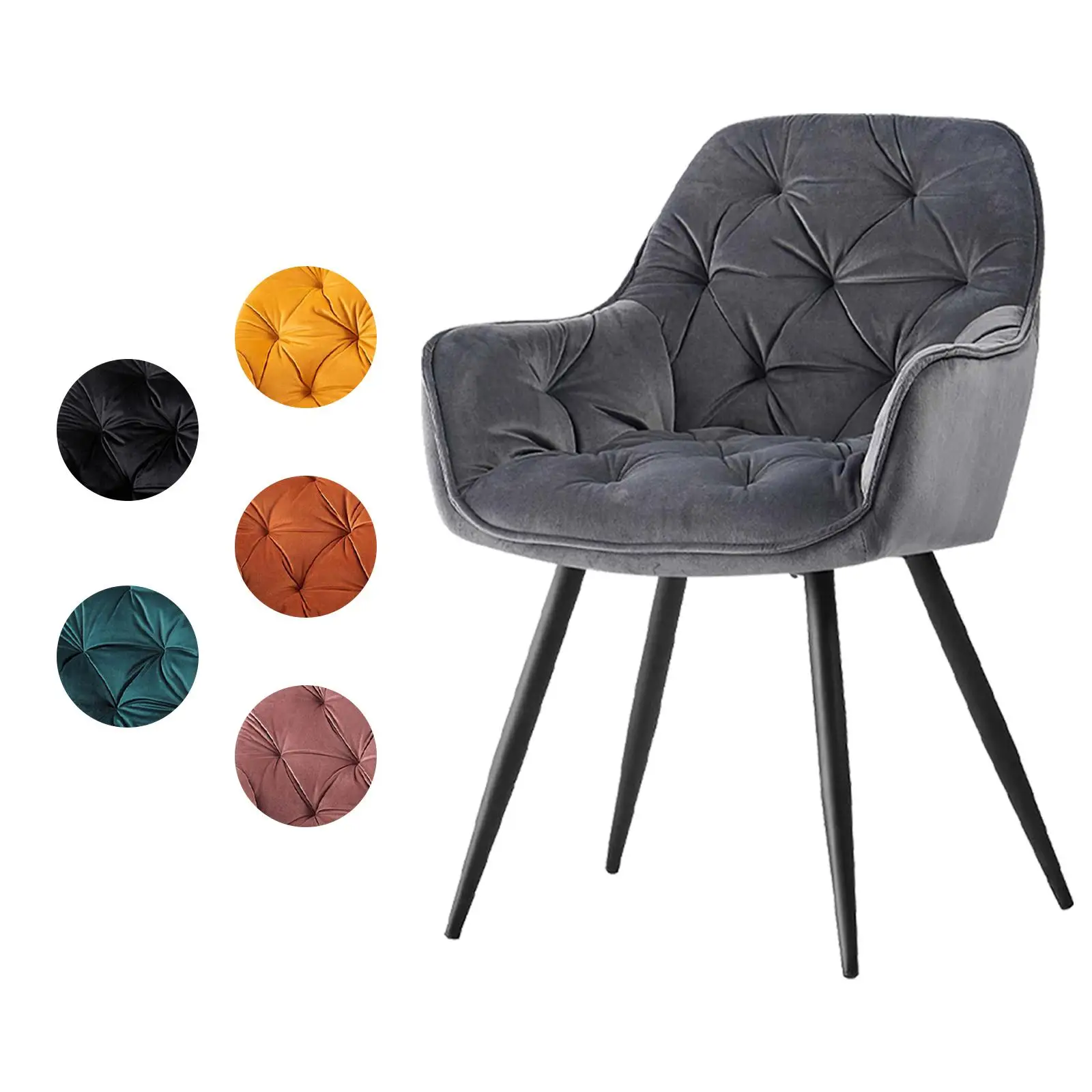 JYMTOM Esszimmerstühle mit dickem Samtstoff Gepolsterter Sitz, Metallbeinen, Armlehnen et Rückenlehne Eckstuhl WAZ Lounge Wohnz