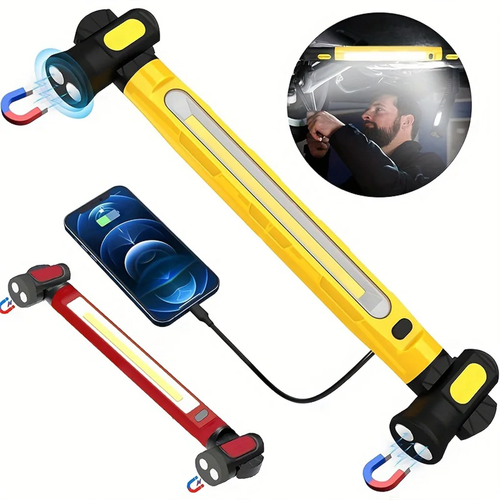 

Super Bright 5000LM LED Rechargeable Magnetic Work Light with Rotating Base & Hooks - Underhood Lamp for Car Repair/Emergency
