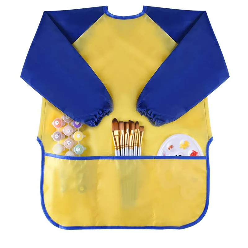 Baby Boys Girls Feeding Bibs Long Sleeve Apron Waterproof for Kids School Painting Drawing Children Art Scraft Smock Burp Cloths