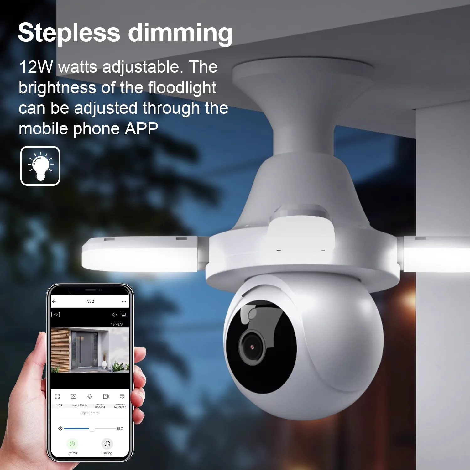 

DIDSeth 3MP Smart Bulb Camera WiFi Surveillance with AI Detection Remote Light Control Color Night Vision Easy Installation