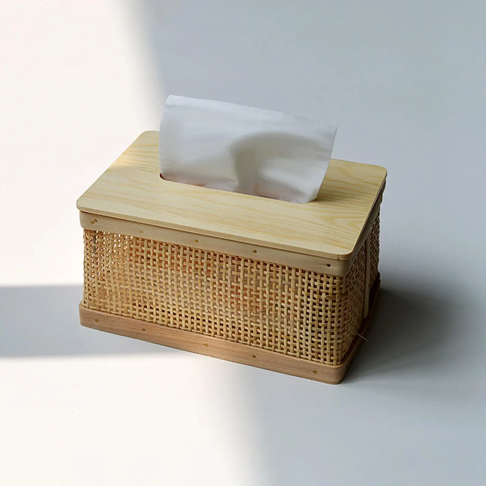 

Прямоугольная коробка для салфеток из ротанга, коробка для салфеток, держатель, деревянный декоративный чехол для салфеток для лица, органайзер для бумаги для лица, диспенсер