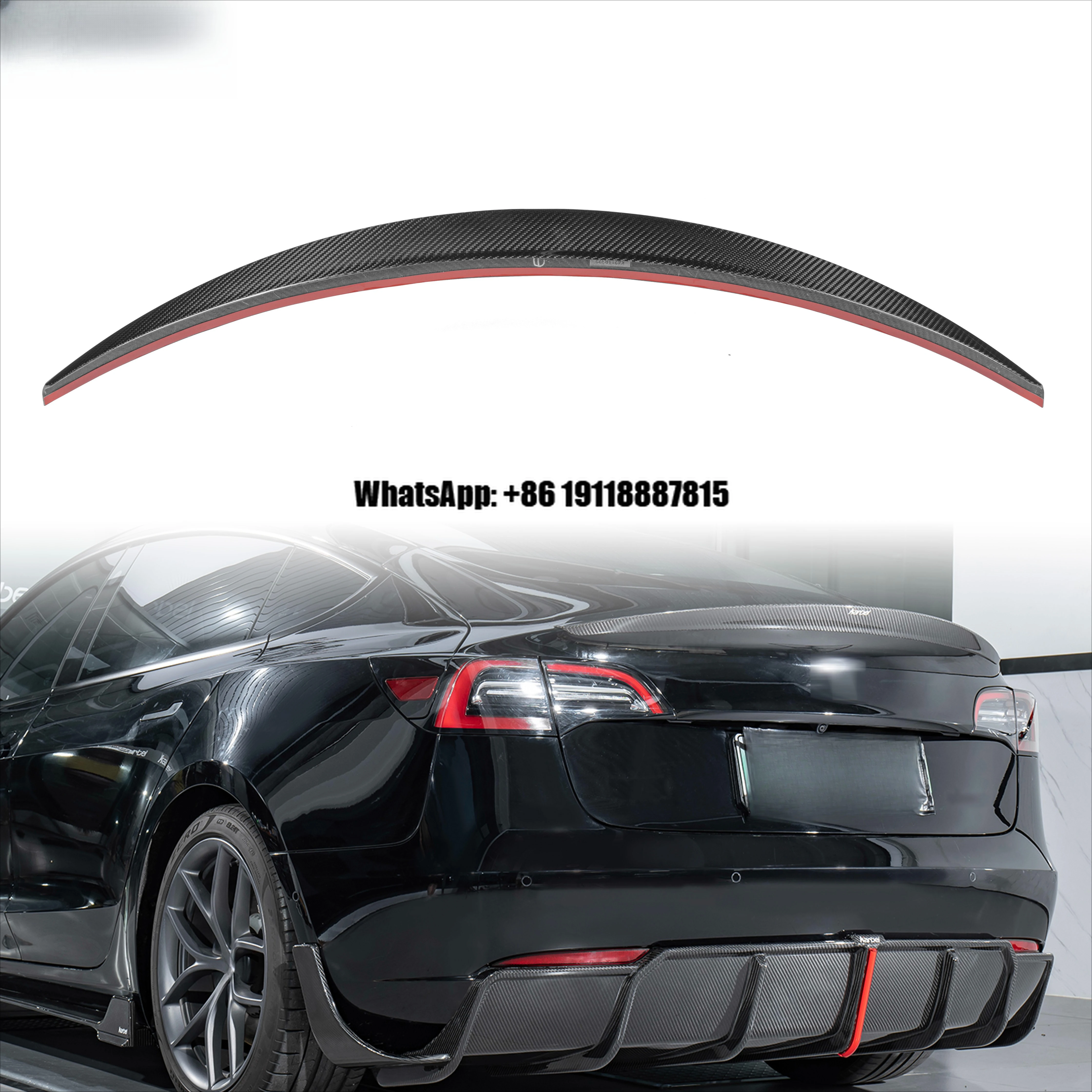 

KarBel SpoilerStyle High Quality Carbon Fiber Body Kits Rear Wing Trunk Spoiler for Tesla Model 3/3P 2017-2020