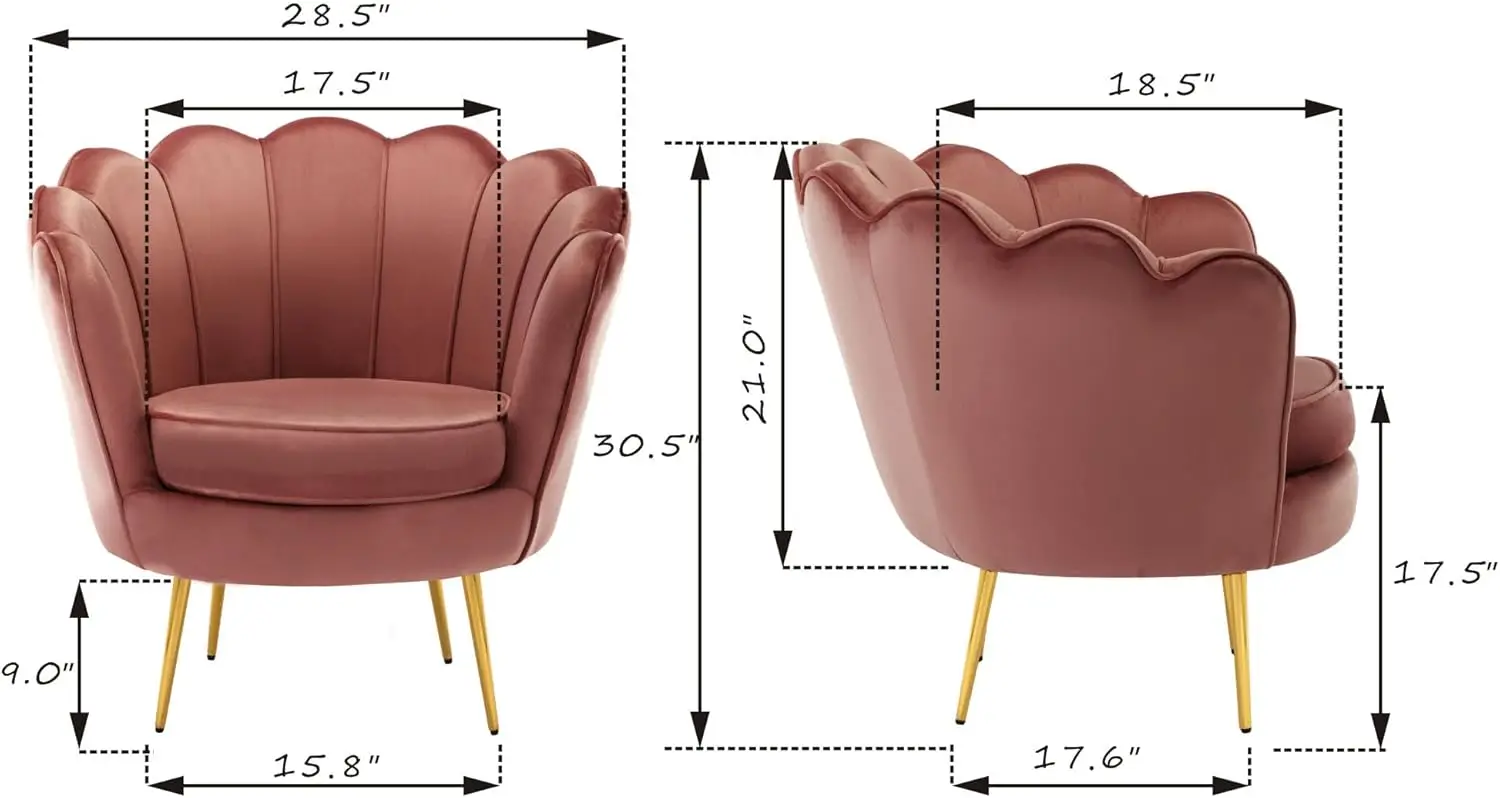 DAGONHIL Mid Century Modern Upholstered Accent Chair,Retro Leisure Velvet Single Sofa with Golden Metal Legs for Living