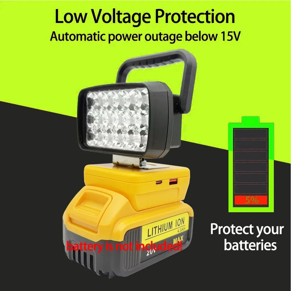 

Powerful 18 LED Portable Work Light With Type-C Charging & Low Voltage Portable Work Light And Spotlight