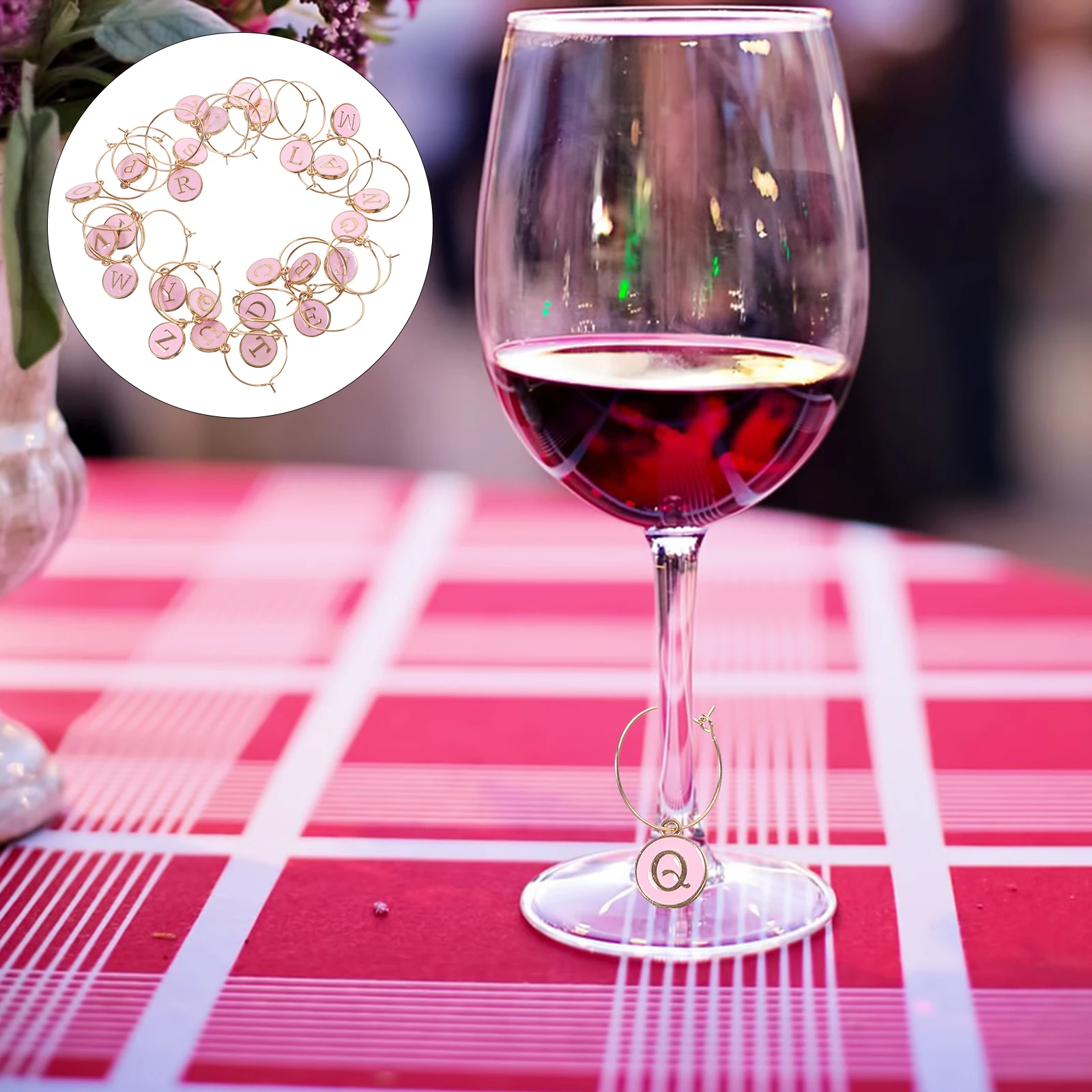 

26 Pcs Wine Glass Marking Pendant Bottle Strip Tag Markers Cup Charm Bars Delicate Drinking Charms