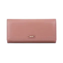 Cartera larga de cuero PU para mujer, monedero con cremallera, monedero plegable, tarjetero, Walet, verde, negro, rojo, moda