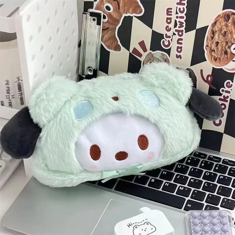 Anime periféricos pochacco kuromi caixa de papelaria grande capacidade saco de lápis bonito saco de maquiagem de pelúcia carteira portátil melodia presentes