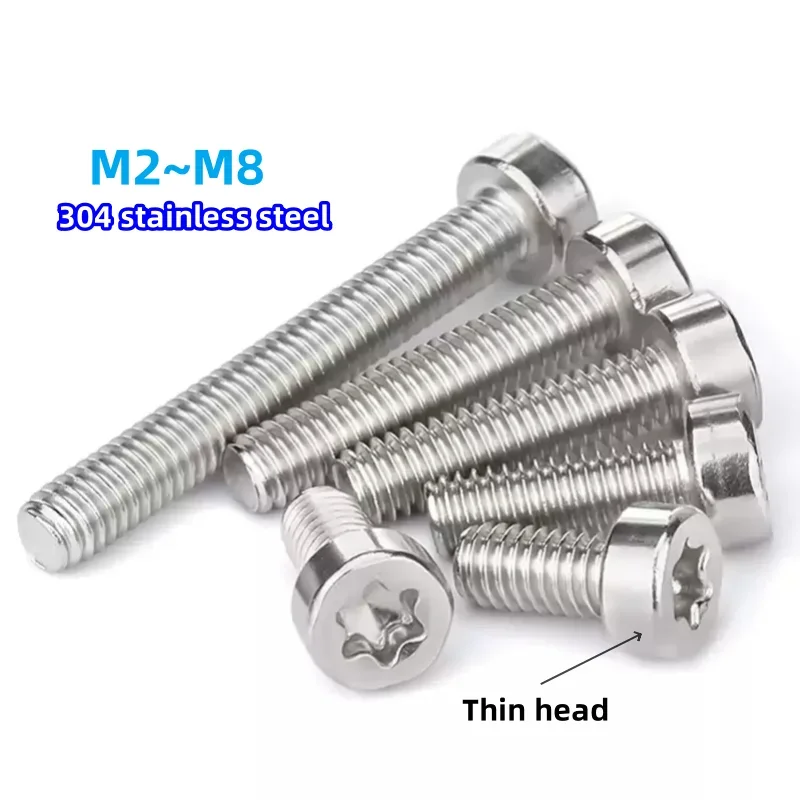 M2 M2.5 M3 M4 M5 M6 M8 304 Stainless Steel Thin Head Cylindrical Head Six-Lobe Torx Cup Head Screw Bolt
