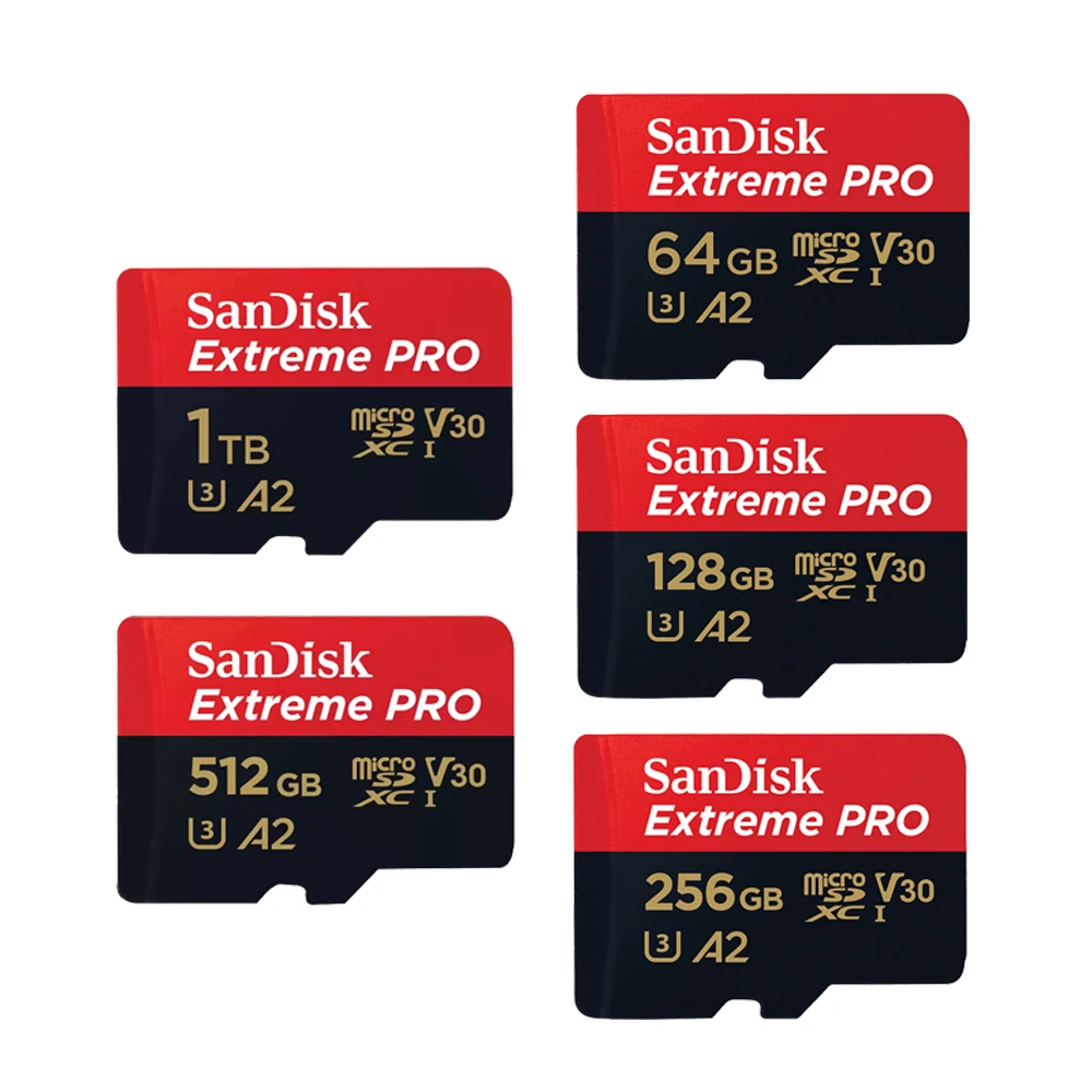 SanDisk – carte Micro SD, SDXC, 512 go/64 go/UHS-I go/128 go/256 go, U3, C10, V30, A2, 4K, Extreme PRO, TF, Flash, adaptateur pour DJI