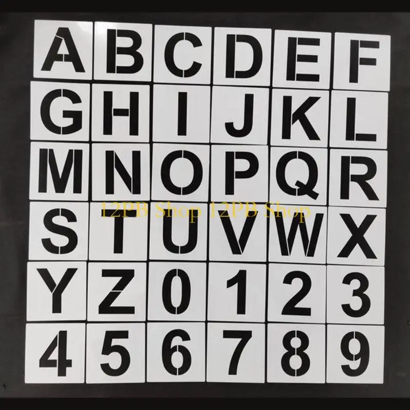 12PB 60Pcs Letter And Number Stencils Drawing Templates