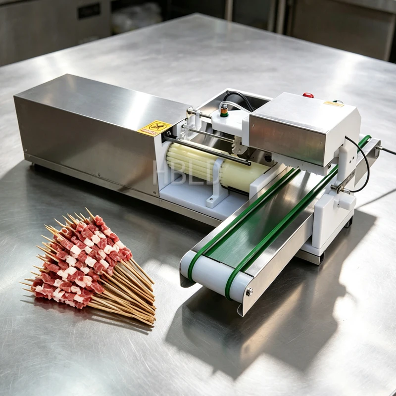 Pneumatic Skewer Machine, Automatic Bbq Stringing Equipment, Commercial Meat Vegetable Skewer Threading Maker