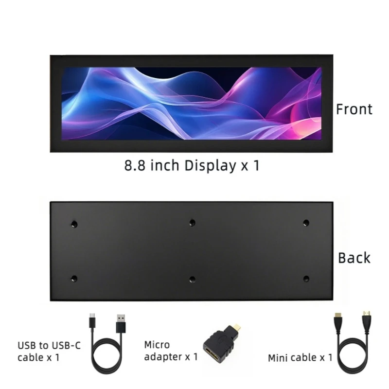 

Technology 8.8inch Secondary Monitor With 1920x480 Resolution For GPU Data Visualization