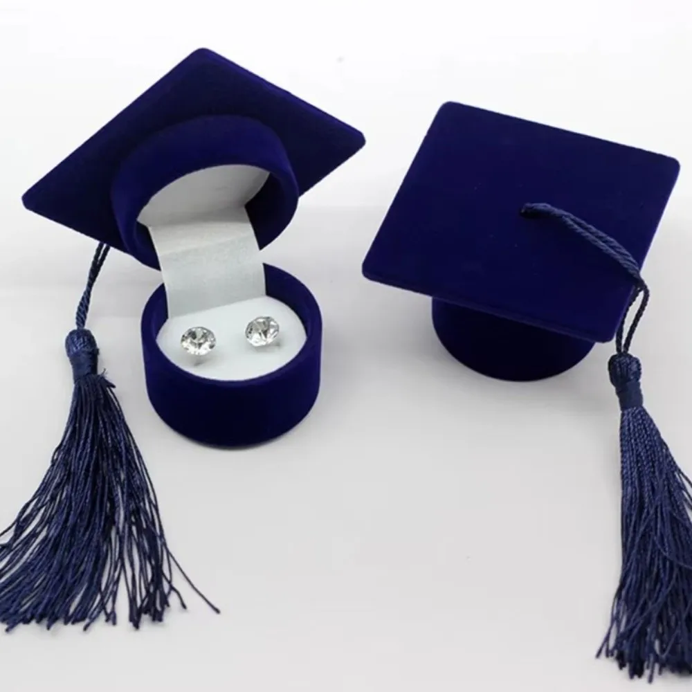 Velvet-Lined Graduation Cap Jewelry Box Exquisite Multi-color Phd Cap-Shaped Graduation Ring Box Elegant Graduation Decor - view 2