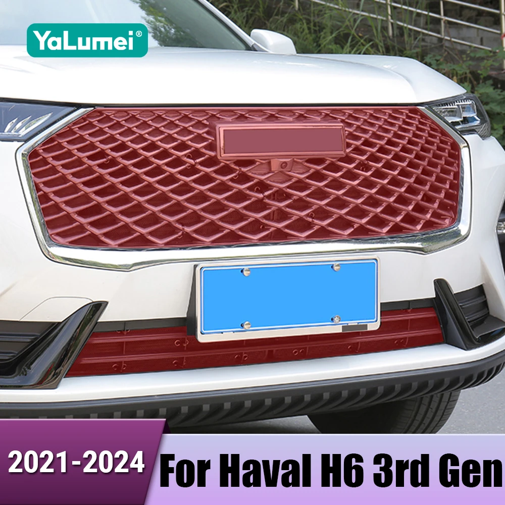 

ABS Car Front Bumper Air Intake Insect Proof Net Inlet Protective Mesh Trim For Haval H6 3rd Gen 2021 2022 2023 2024 GT DHT PHEV