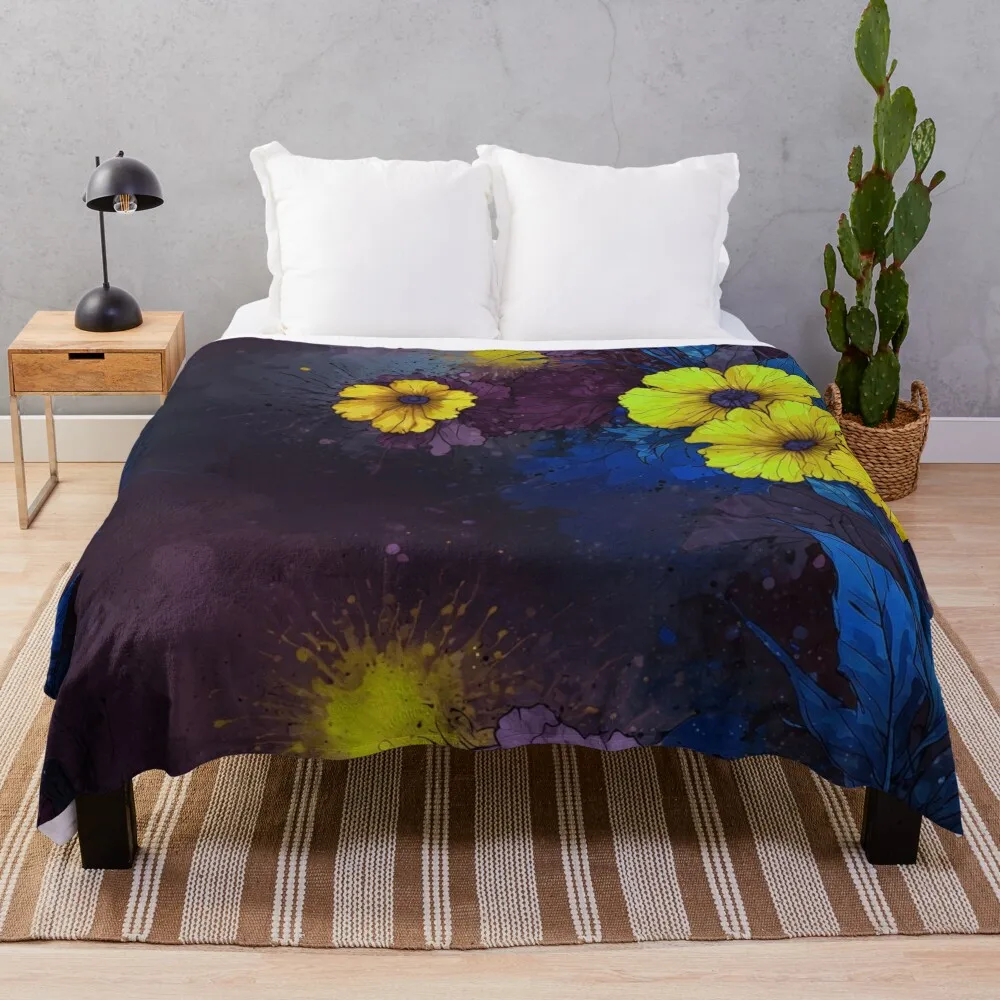 

Vibrant Blooms in the Cosmos Throw Blanket Loose Plaid Summer Soft Plaid Blankets