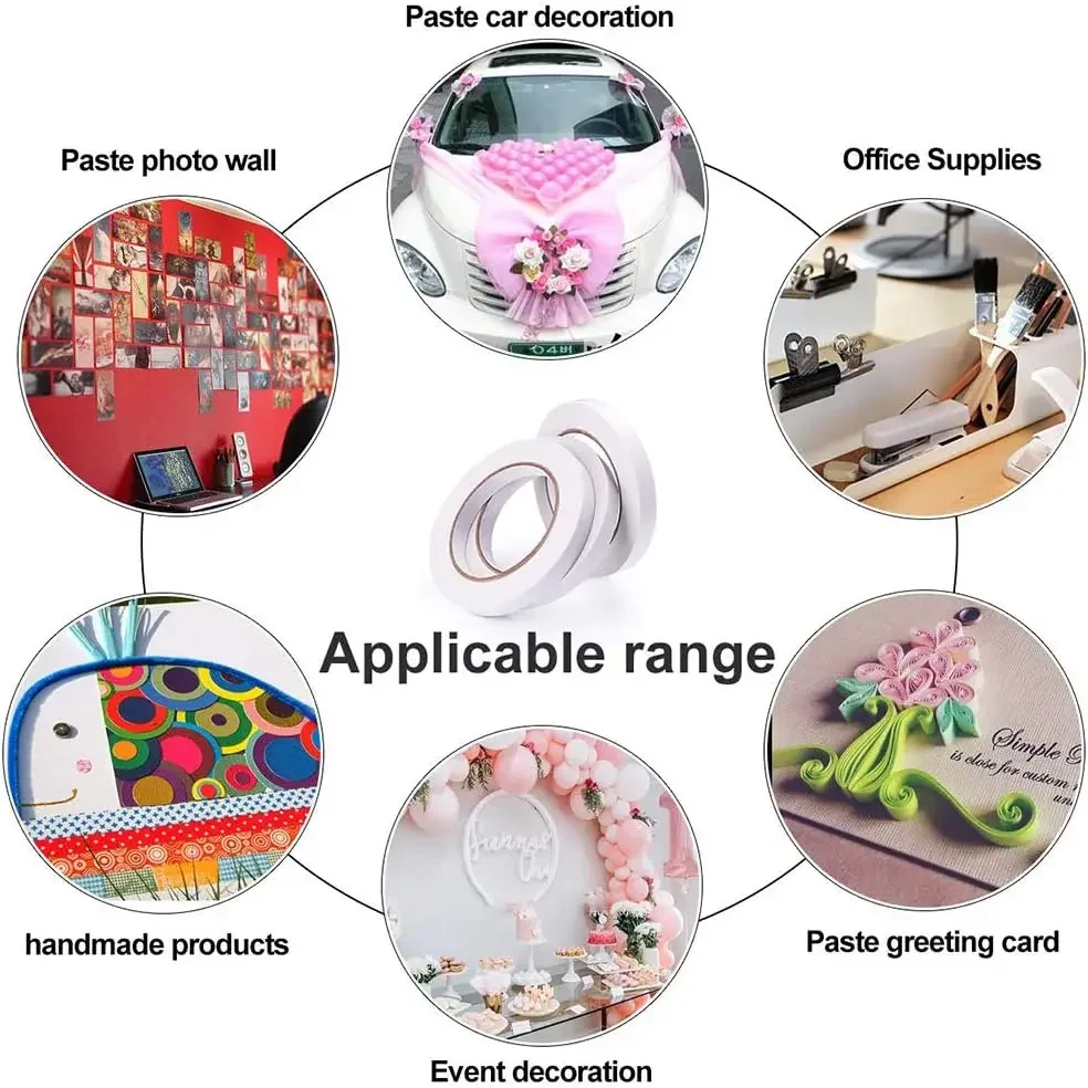 Cinta adhesiva de doble cara para manualidades, álbumes de recortes, confección de tarjetas, envoltorios de regalo, bricolaje, artes, suministros de oficina y hogar