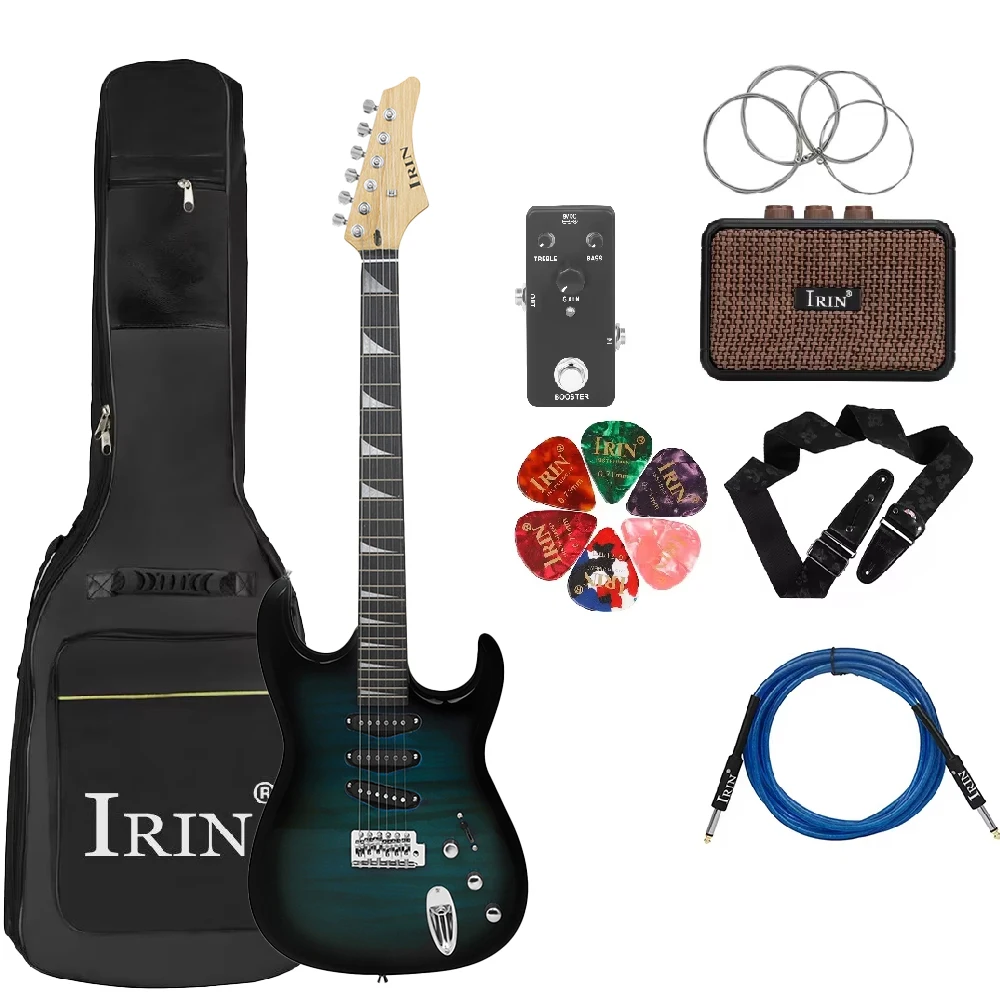 IRIN Electric Guitar ST Model 6 String Tiger Stripe 39 Inch Scale 24 Frets Solid Body Guitar for Beginners And Professionals