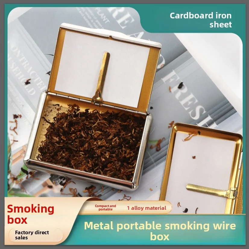 

Flip-Top Tobacco Humidor with Paper Clip Crush-Proof Tinplate Curved Dry Tobacco Storage Case