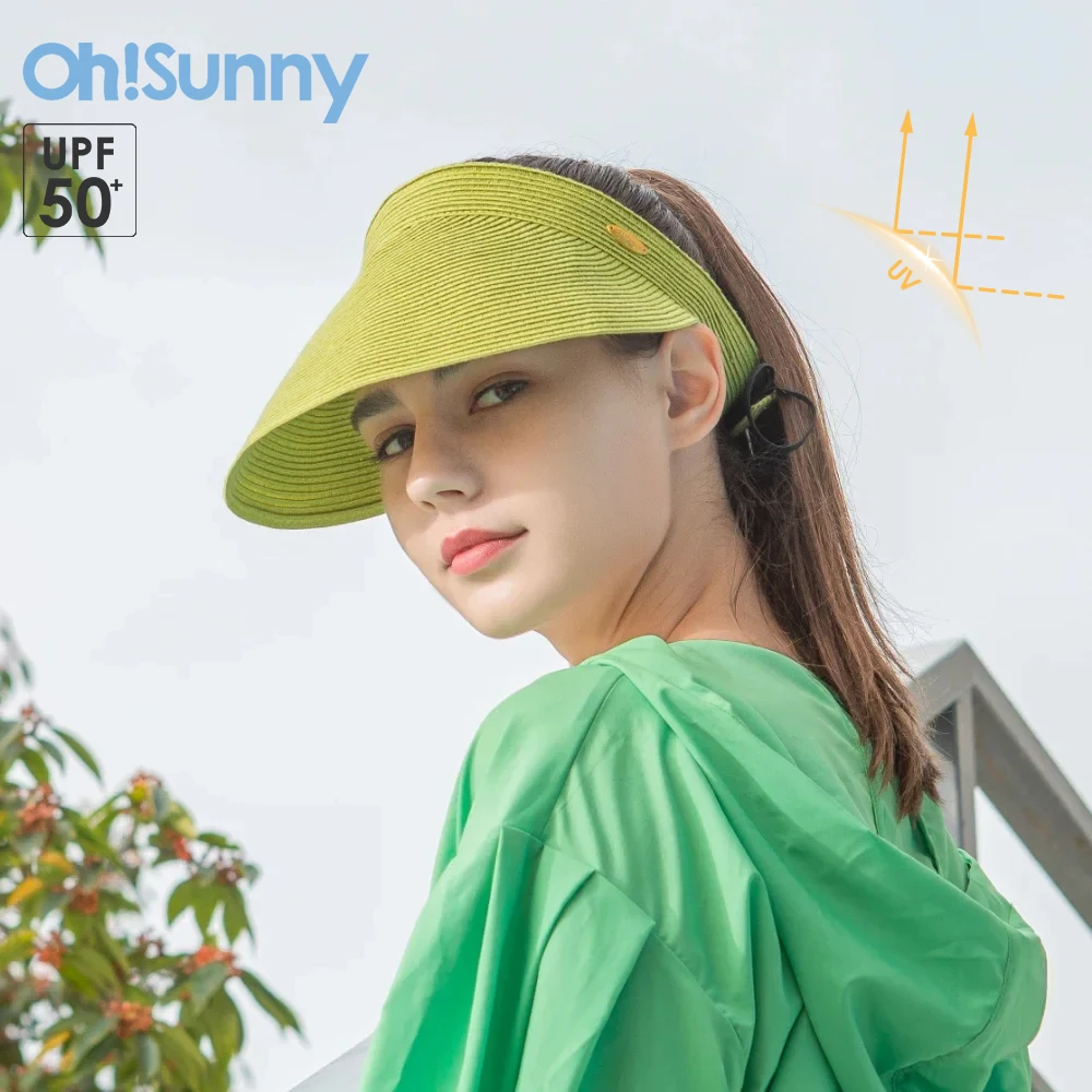 Ohsunny-男性と女性のための洗える麦わら帽子,UV保護キャップ,パナマ帽子,ビーチキャップ,調節可能,夏,2021