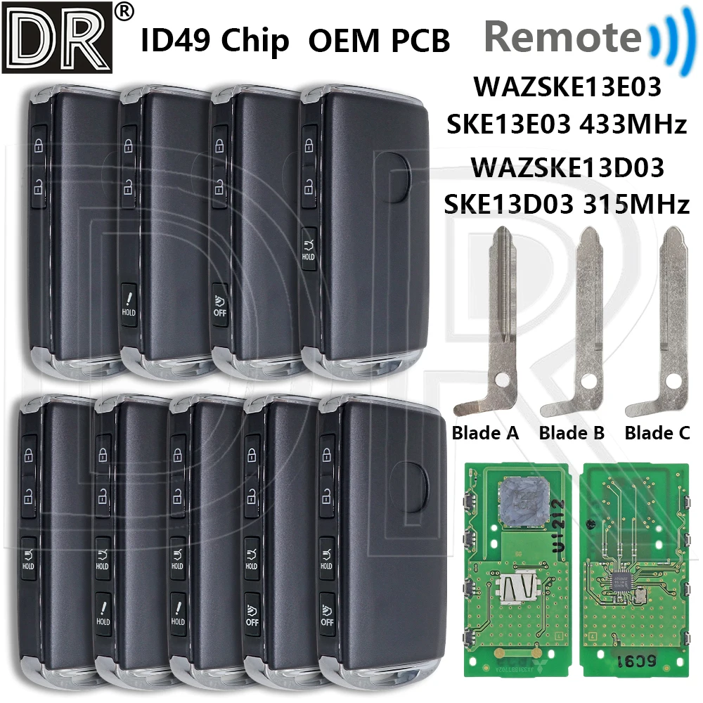

Отличный ID49чип 315/433 МГц WAZSKE13D03/13E03 OEM PCB Автомобильный дистанционный ключ для Mazda 2 3 CX-5 CX-8 CX-9 CX50 CX90 MX5 M6 MIATA 2019-2023