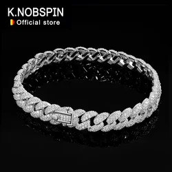 KNOBSPIN 8mm Cuban Bracelet 100% s925 Sterling Silver Plated 18k Lab Grow Zircon Diamond Tennis Bracelets for Women Man