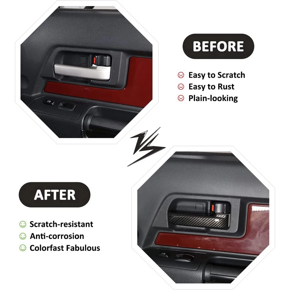 

Leading-For Toyota FJ Cruiser 2007-2021 ABS Carbon Fiber Car Inner Door Handle Bowl Panel Cover Trim Decorative Accessories