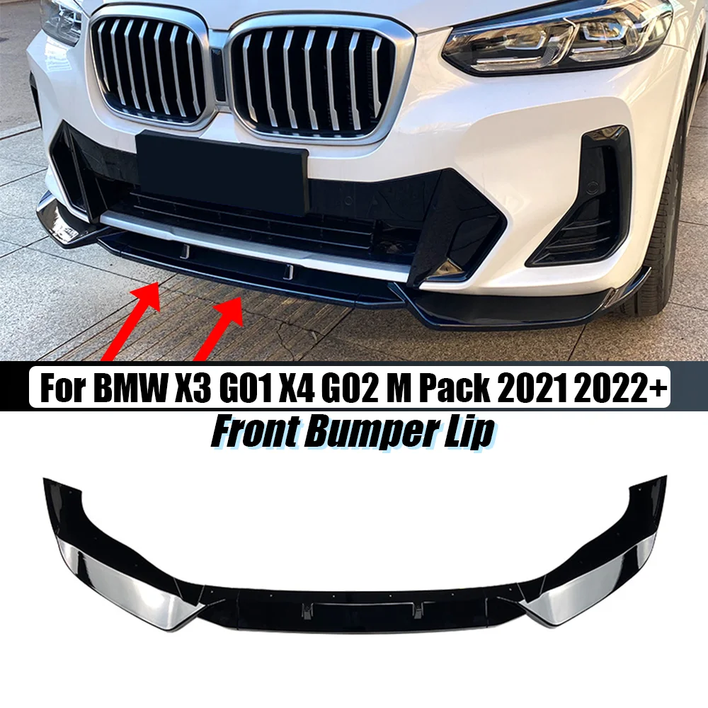 For BMW X3 G01 X4 G02 iX3 2021 2022 2023 Car Front Bumper Splitter Lip Body Kit Spoiler Diffuser Lip M Pack Protector Cover Trim