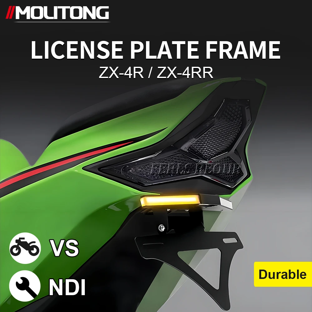 

2025 For Kawasak ZX4R ZX-4R RR ZX 4R 2024- Motorcycle Rear Tail Bracket License Plate Holder Bracket Turn Signal Light LED CNC