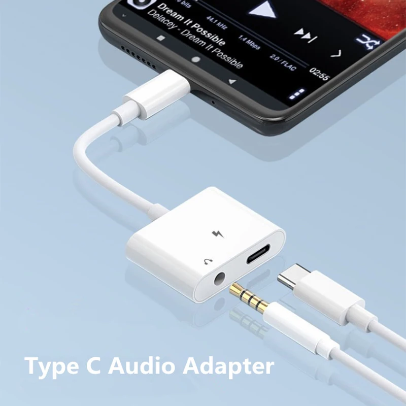 

Type C Adapter USB C to 3. 5 mm Jack Audio Charger Splitter Type C Converter Charging Cable Extension Earphone Adapter