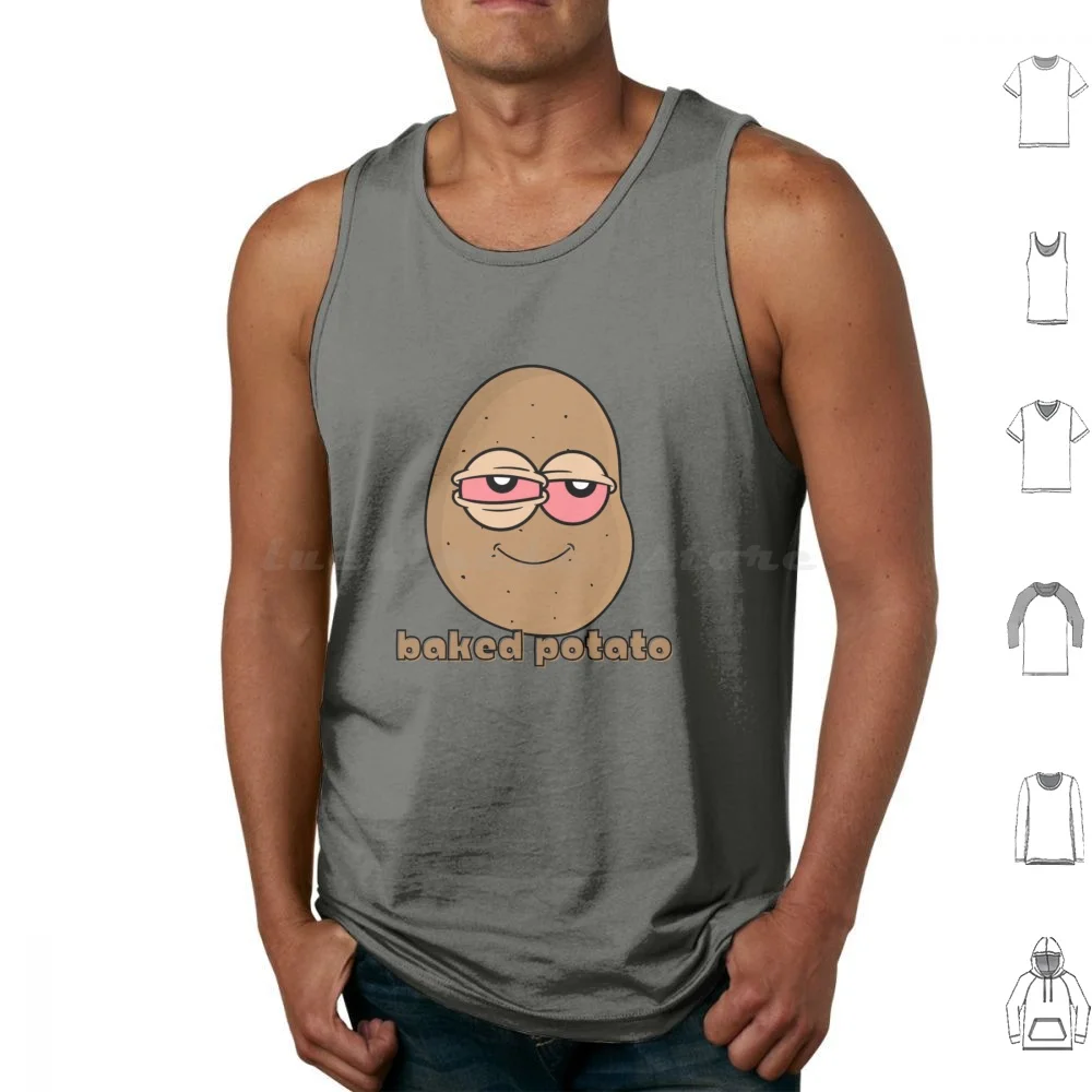 Baked Potato Tank Tops Vest Sleeveless Stoner 420 High Weed Mary Jane Smoke Weed Get High