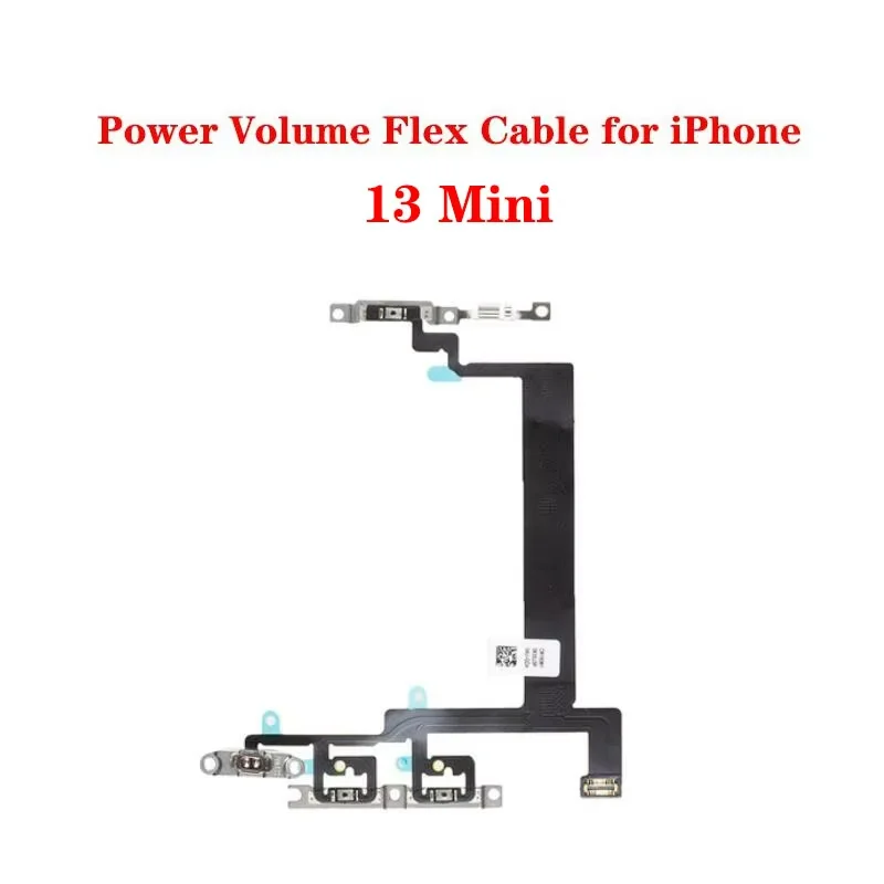 Power Switch On Off Volume Mute Button Flex Cable with Metal Bracket Assembly For iPhone 13 Pro Max Mini