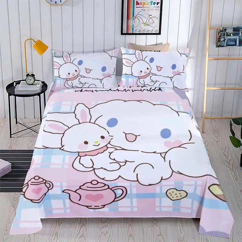 

Sanrio Cinnamoroll Bed Sheet Single Cute Cartoon Anime Printed Bed Sheet Girl Heart Skin-Friendly Student Dormitory Gift for Kid