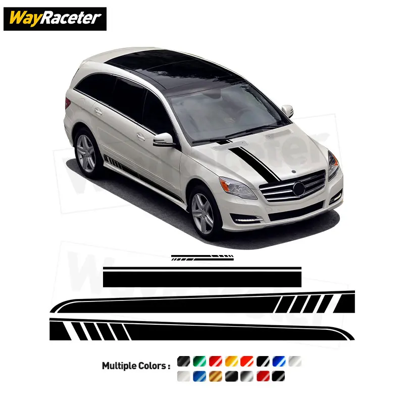 

5 Pcs/Set Door Side Stripes Sticker Hood Rearview Mirror Vinyl Decal For Mercedes Benz R Class R63 AMG W251 R500 Accessories