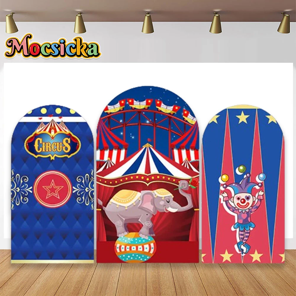 

Carnival Circus Backdrops Arch Double-Sided Cover Kids Birthday Party Decor Royal Blue Baby Shower Photography Background