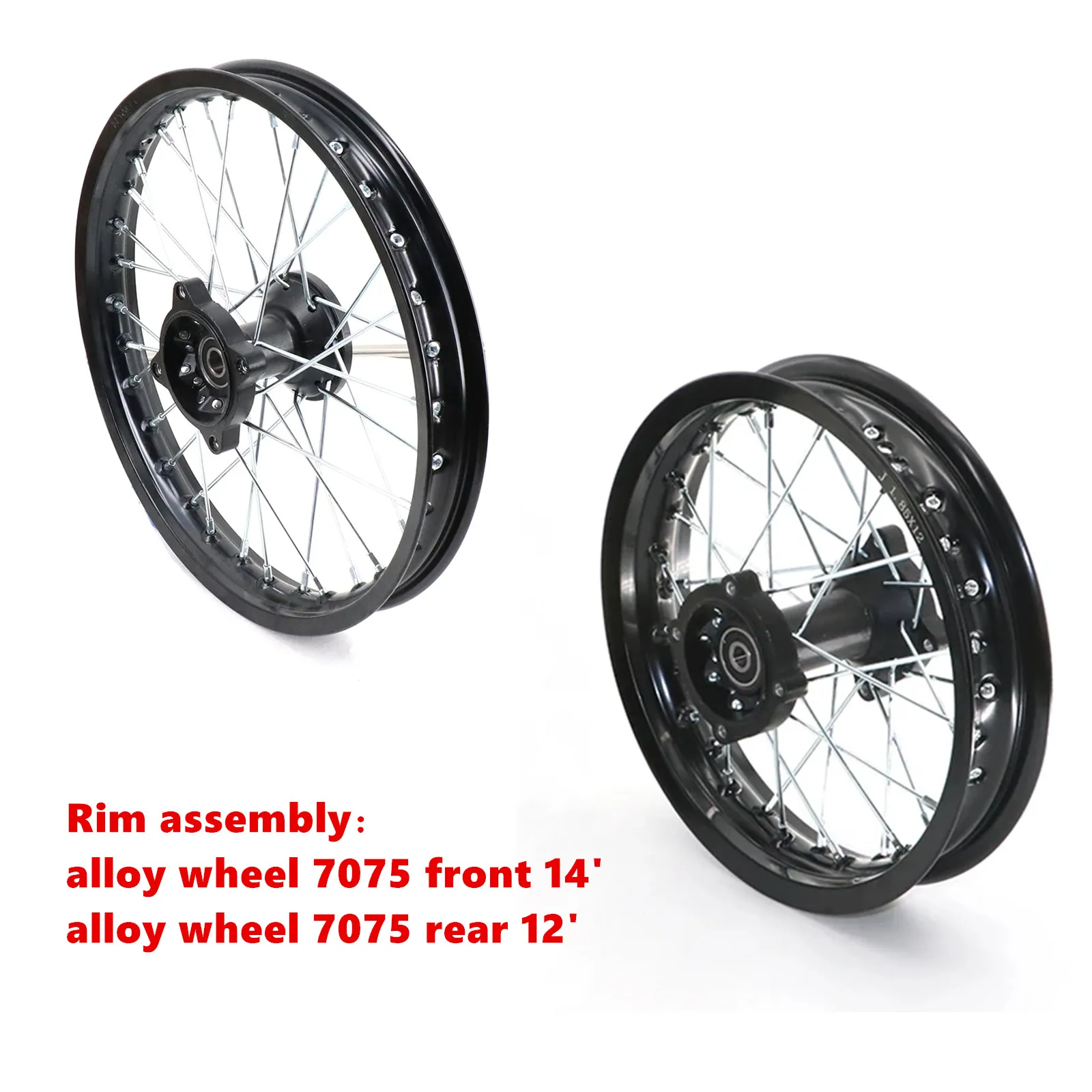 1 Set Rim assembly alloy wheel 7075 Front 14'  Rear 12' For Apollo125cc SSR SDG 110cc 125cc Dirt Bike Motor Bike Wheel Rim