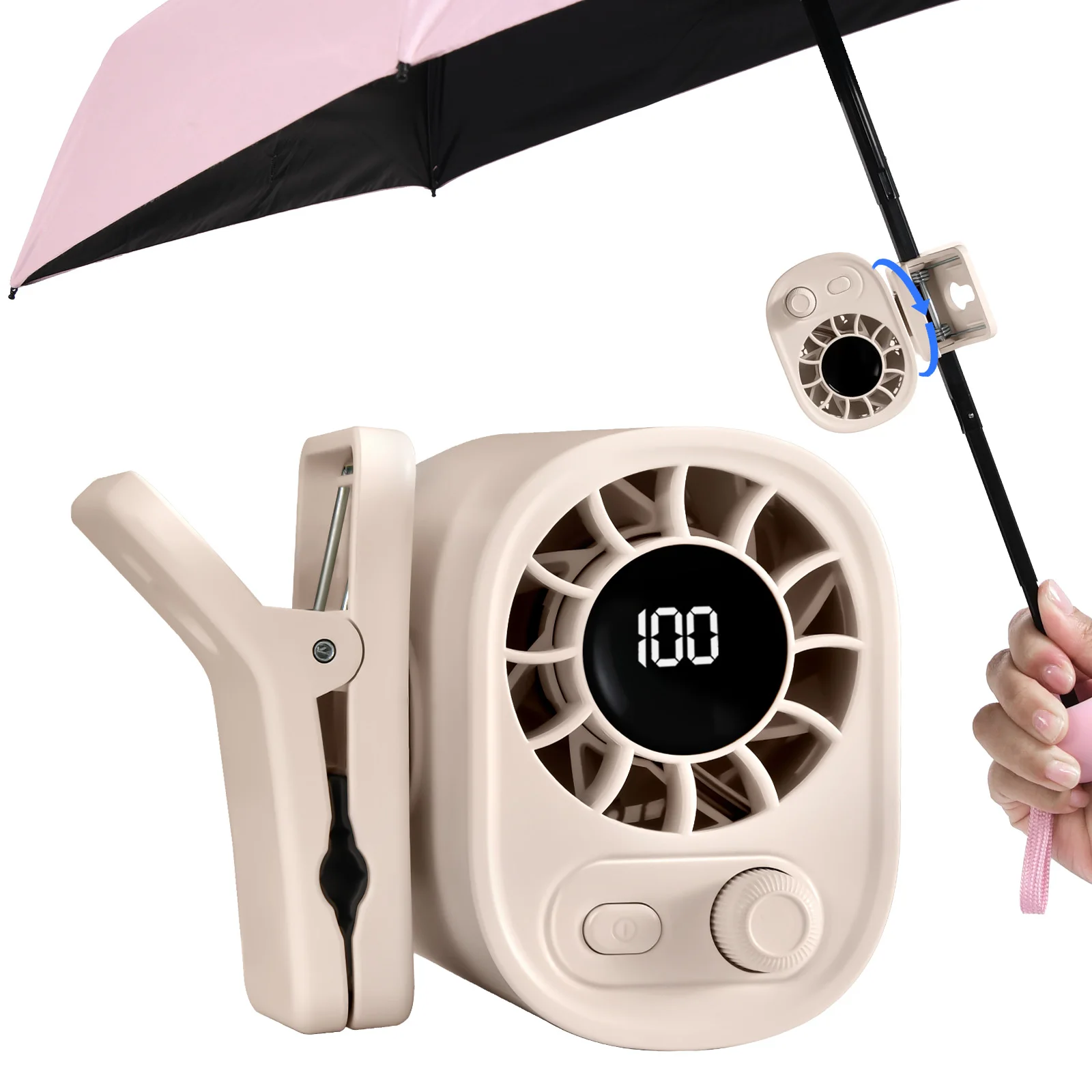 

Портативный вентилятор Eary 1800 мАч с цифровым дисплеем, 100 скоростей, на клипсе для зонта, на пояс, для автомобиля, для защиты от солнца, летний