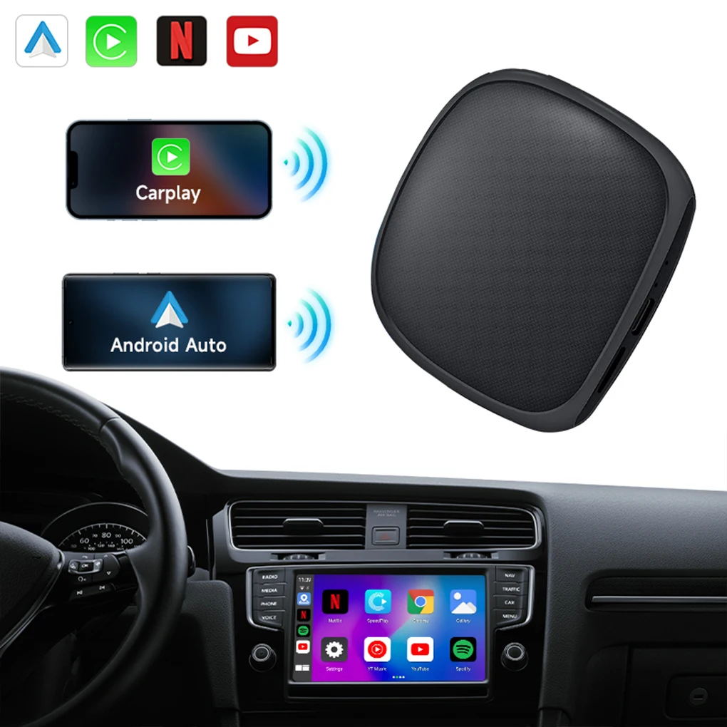 

Android 11 Wireless CarPlay & Android Auto Adapter AI Box Support APP Download Built-In GPS Support 4G SIM Card 4G+64G