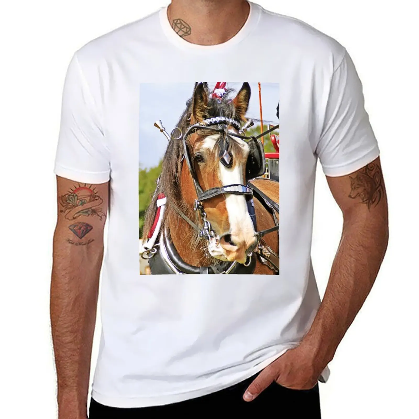 

casual t Horse man t Clydesdale man shirt shirt t cotton for T-Shirt shirt man